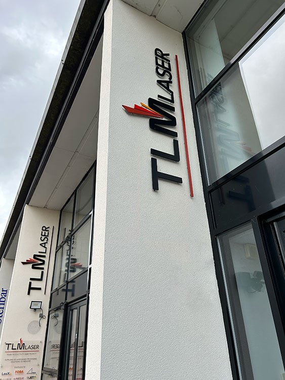 TLM Laser sign on the front of Bromsgrove HQ