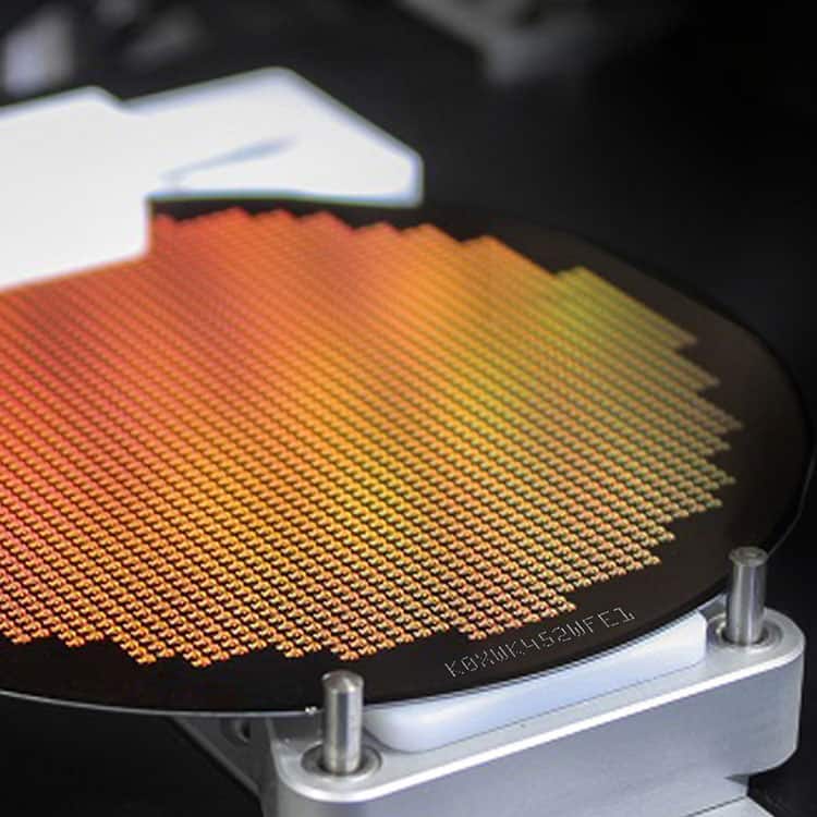 close up of a laser marked semiconductor wafer